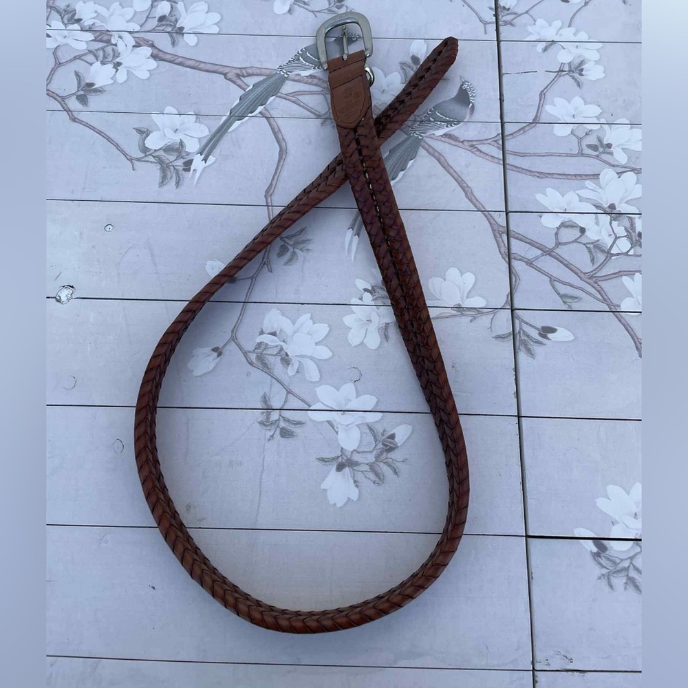 Coach Braided Leather Belt in Rich Brown